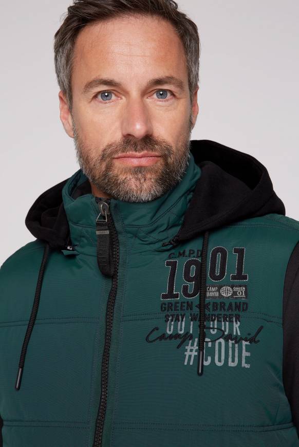 Soccx Outdoorweste mit abtrennbarer Sweatkapuze deep green Räumungsverkauf