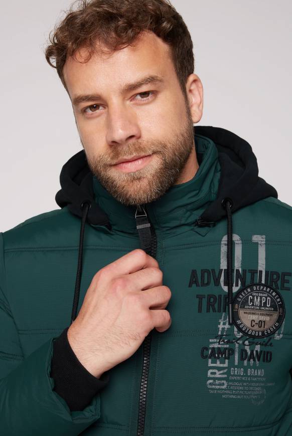 Soccx Strukturierte Steppjacke mit abtrennbarer Sweatkapuze deep green Kauf eins, bekomm eins gratis