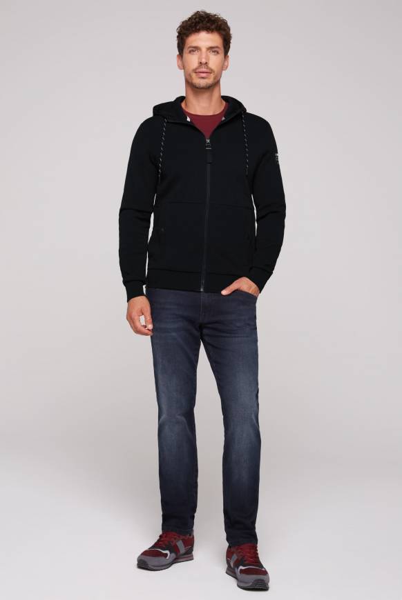 Soccx Sweatjacke aus Interlock mit Kapuze blue navy Sonderangebote
