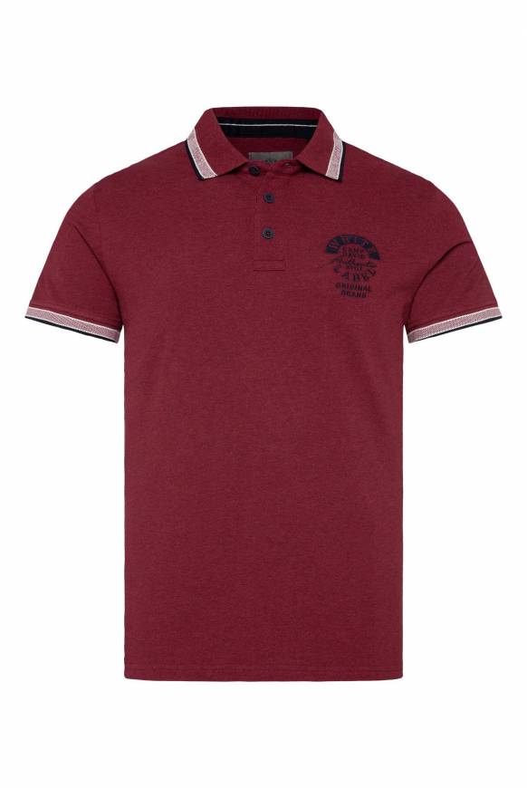 Soccx Meliertes Poloshirt mit Two-Tone-Details burgundy melange Tiefpreis