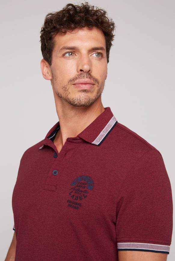 Soccx Meliertes Poloshirt mit Two-Tone-Details burgundy melange Tiefpreis