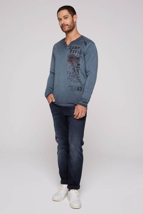 Soccx Langarmshirt mit Twill-Patches und Artworks blue navy JETZT KAUFEN