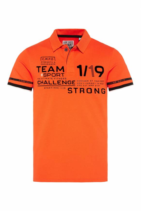 Soccx Pikee-Polo mit Flockprint signal orange Neueste Stile