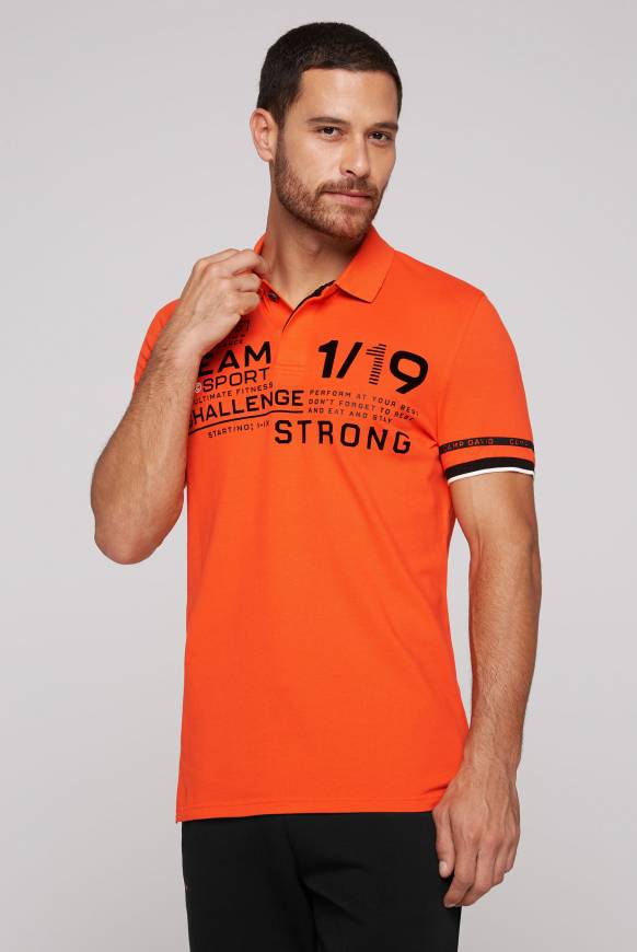 Soccx Pikee-Polo mit Flockprint signal orange Neueste Stile