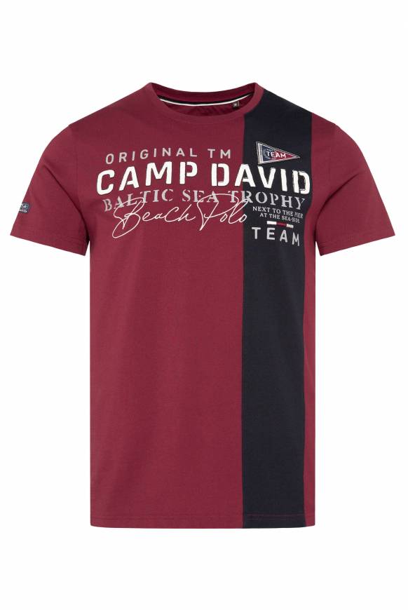 Soccx T-Shirt mit Color-Blocking und Artwork burgundy Letzter Tag