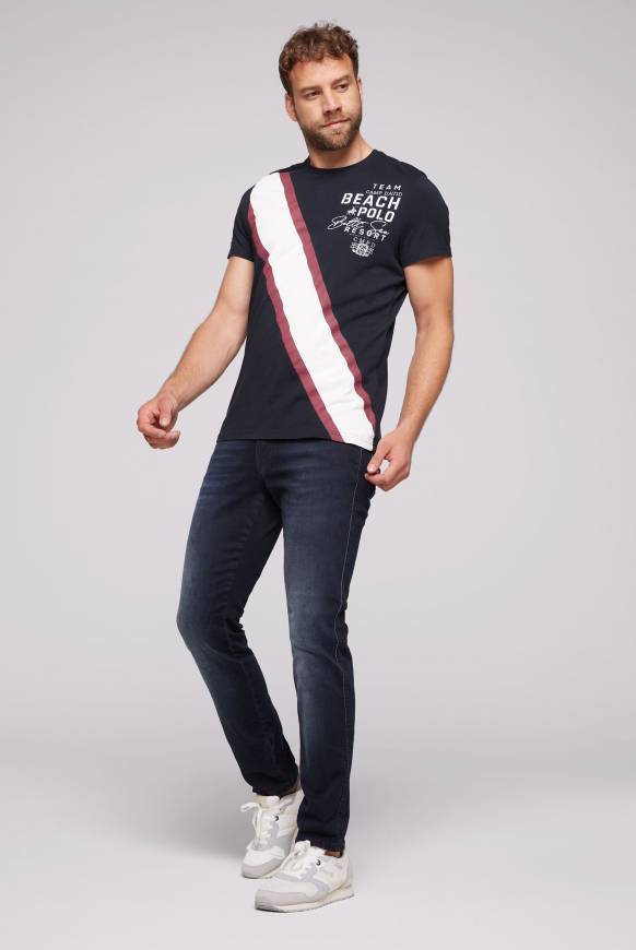 Soccx T-Shirt mit Color-Blocking und Artwork blue navy Zeitbegrenzte Promotion