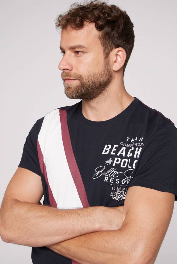 Soccx T-Shirt mit Color-Blocking und Artwork blue navy Zeitbegrenzte Promotion
