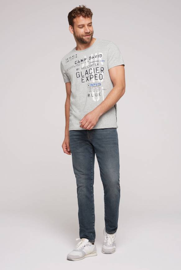Soccx T-Shirt mit Print im Used Look granite melange Bis zu 60% Rabatt