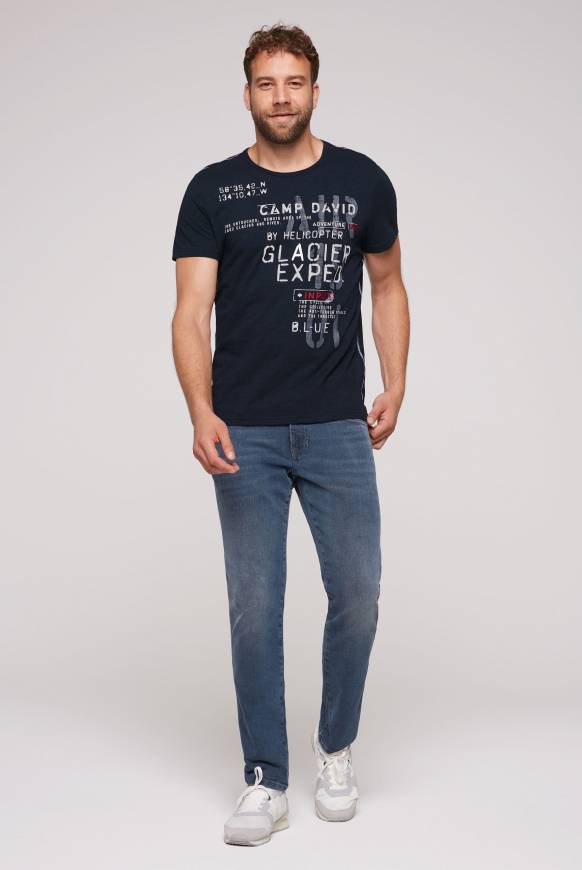 Soccx T-Shirt mit Print im Used Look blue navy Bis zu 65% Rabatt