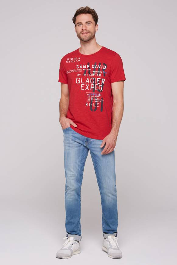Soccx T-Shirt mit Print im Used Look flight red Sonderangebot der Fabrik