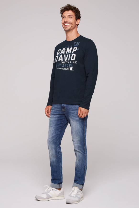 Soccx Langarmshirt mit Label-Applikationen blue navy Vierteljährliche Förderung
