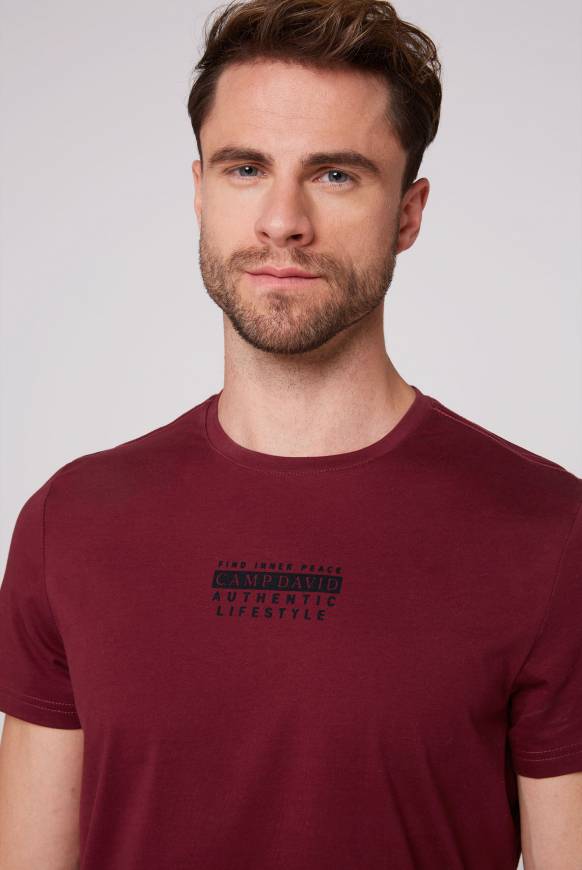 Soccx T-Shirt Rundhals mit Logo Print burgundy Discount Store für neue Produkte