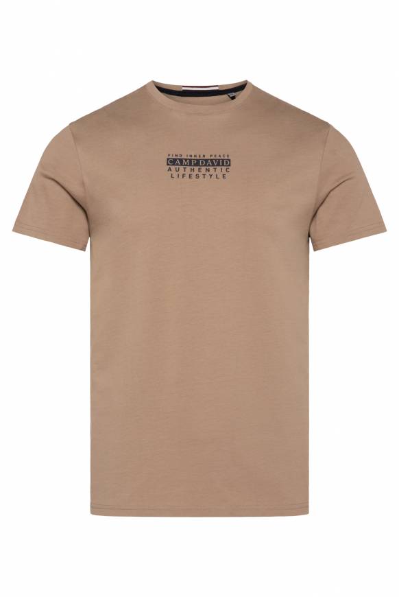 Soccx T-Shirt Rundhals mit Logo Print tan Super Rabatt