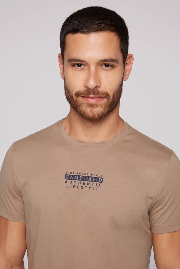 Soccx T-Shirt Rundhals mit Logo Print tan Super Rabatt