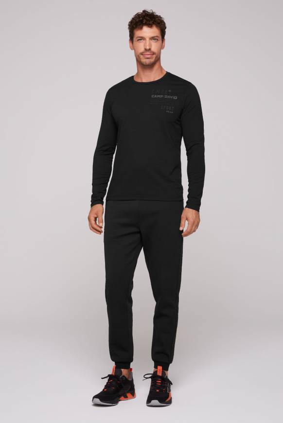 Soccx Langarmshirt mit reflektierendem Rücken-Print black Begrenzt auf 3 Tage