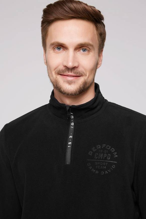 Soccx Troyer-Fleeceshirt mit Tapes und Prägedrucken black Black Friday Preise