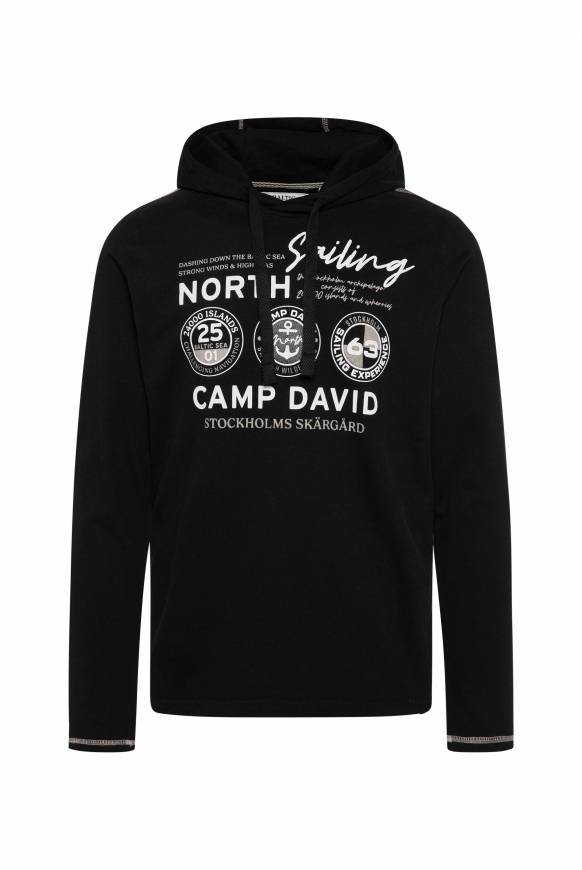 Soccx Langarmshirt mit Kapuze und Print black zollfrei