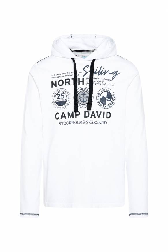 Soccx Langarmshirt mit Kapuze und Print opticwhite 50% Rabatt für begrenzte Zeit