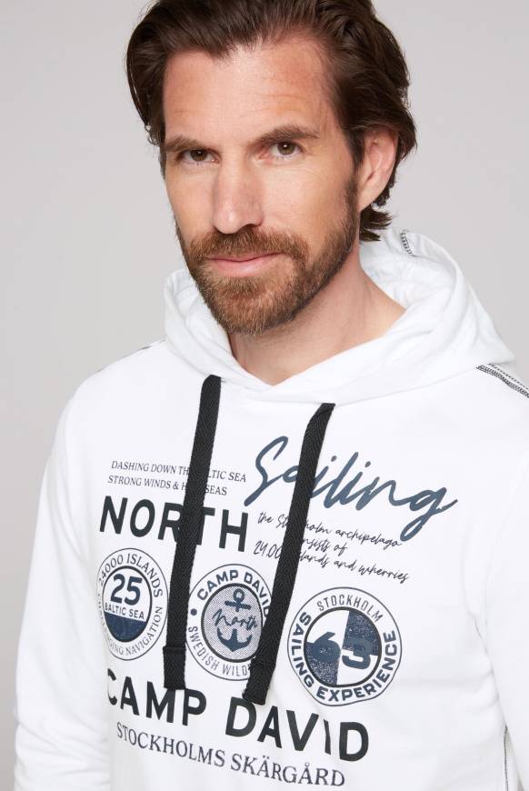 Soccx Langarmshirt mit Kapuze und Print opticwhite 50% Rabatt für begrenzte Zeit