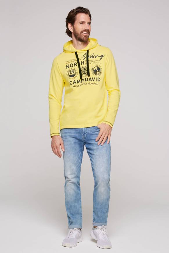 Soccx Langarmshirt mit Kapuze und Print light lime Rabatte dieses Monats