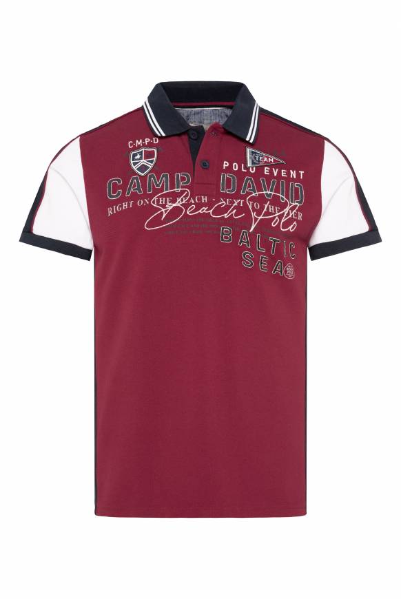 Soccx Pikee-Polo mit Color-Blocking und Artwork burgundy 2025