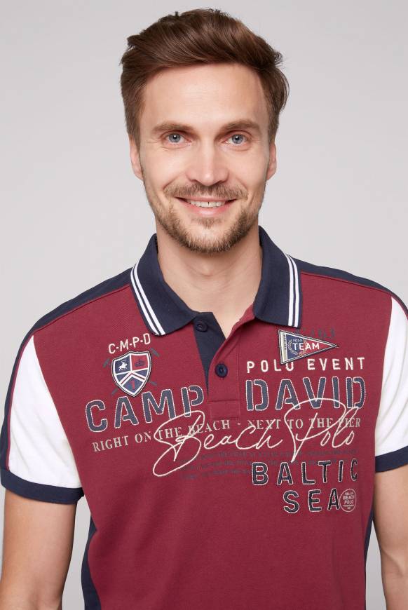 Soccx Pikee-Polo mit Color-Blocking und Artwork burgundy 2025
