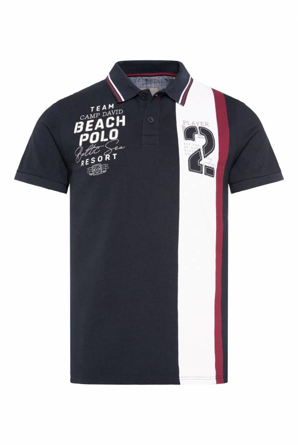 Soccx Pikee-Polo mit Color-Blocking und Artwork blue navy Online