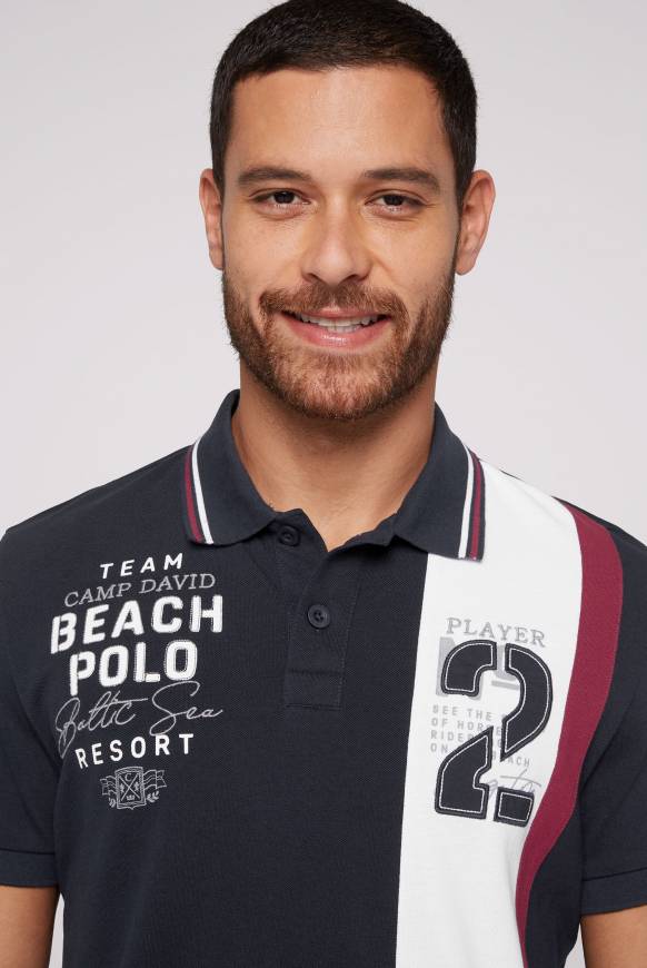 Soccx Pikee-Polo mit Color-Blocking und Artwork blue navy Online