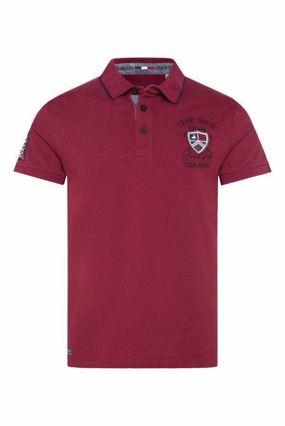 Soccx Pikee-Polo mit Label Patches und Stickereien burgundy Auslauf