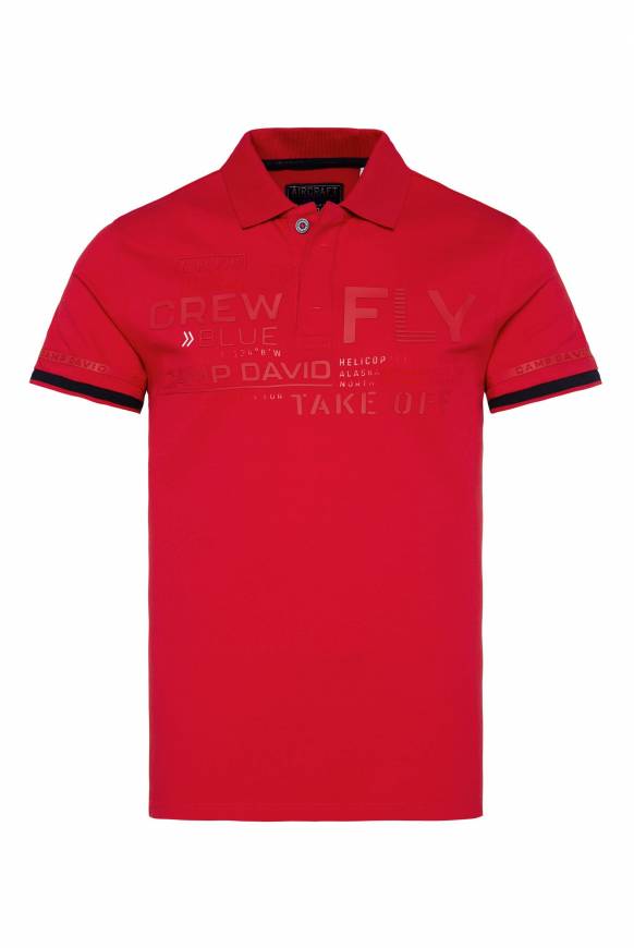 Soccx Pikee-Polo mit tonigem Rubber Artwork flight red Meist gekauft