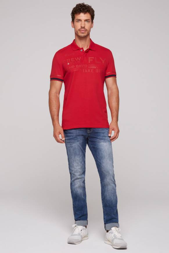 Soccx Pikee-Polo mit tonigem Rubber Artwork flight red Meist gekauft