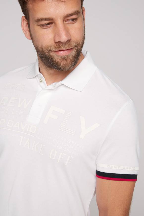 Soccx Pikee-Polo mit tonigem Rubber Artwork white Blitzverkäufe