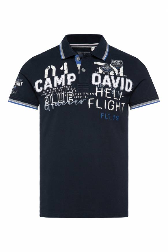 Soccx Pikee-Polo mit Label-Applikationen blue navy Limitierter Zeitrabatt