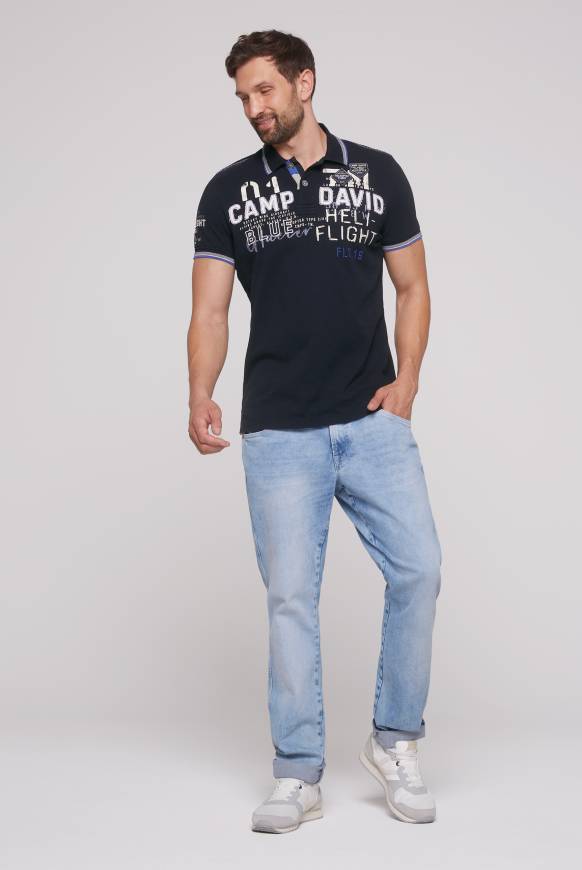 Soccx Pikee-Polo mit Label-Applikationen blue navy Limitierter Zeitrabatt