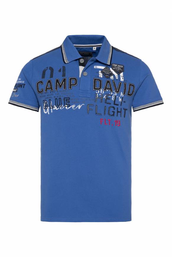 Soccx Pikee-Polo mit Label-Applikationen strong blue Fabrik Onlineshop