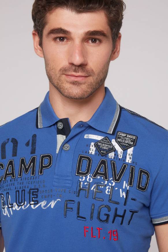 Soccx Pikee-Polo mit Label-Applikationen strong blue Fabrik Onlineshop