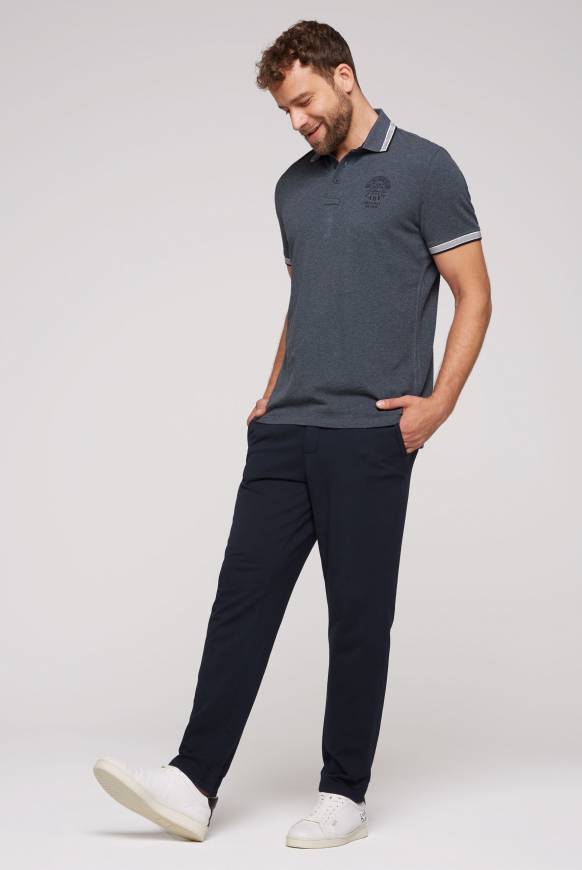 Soccx Meliertes Poloshirt mit Two-Tone-Details blue navy melange Günstig kaufen