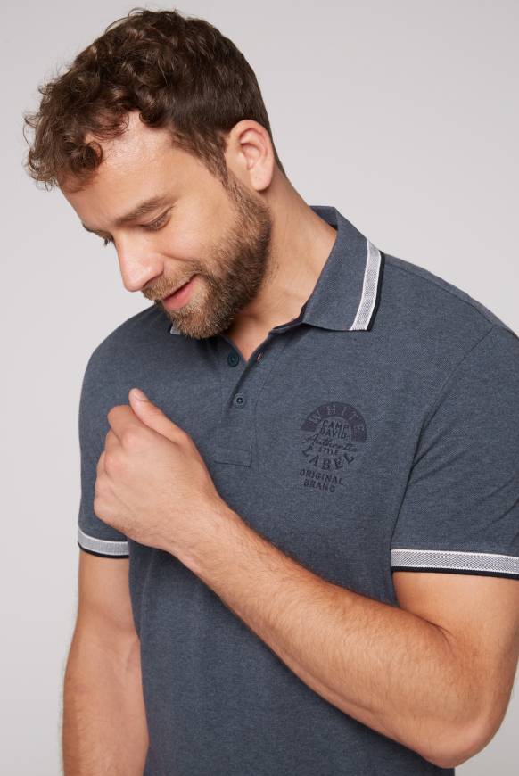 Soccx Meliertes Poloshirt mit Two-Tone-Details blue navy melange Günstig kaufen