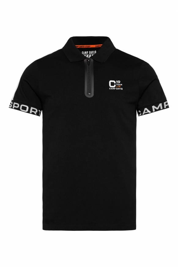 Soccx Poloshirt mit Zipper und reflektierenden Prints black Flash Sale