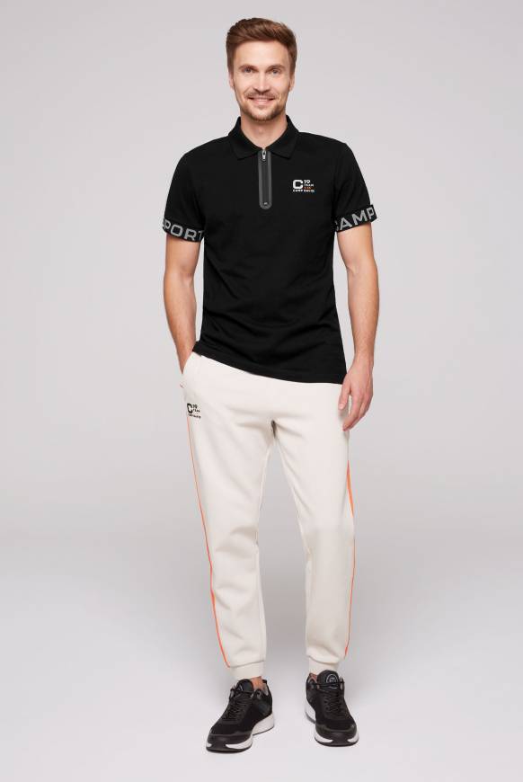 Soccx Poloshirt mit Zipper und reflektierenden Prints black Flash Sale