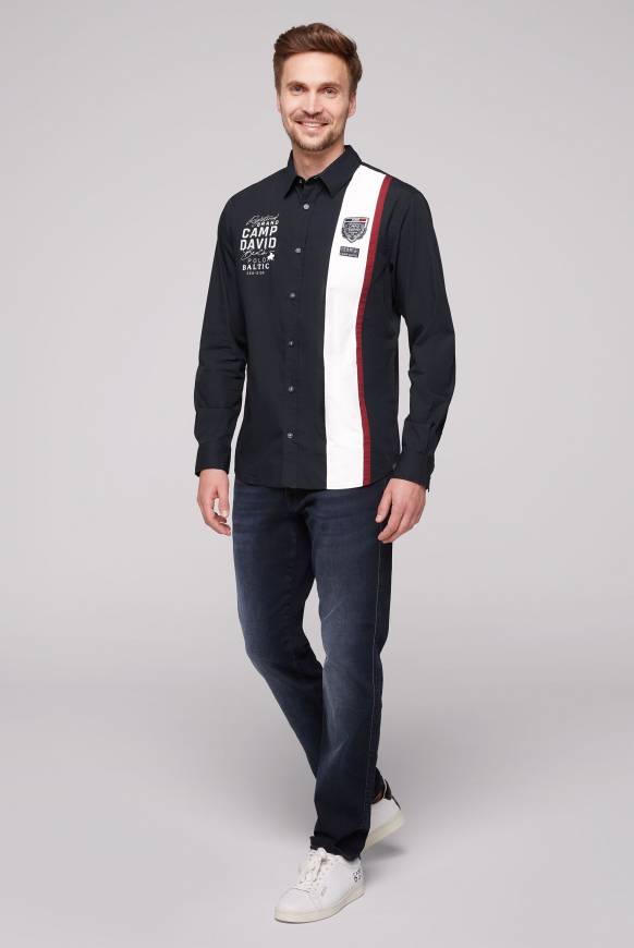 Soccx Langarmhemd mit Color-Blocking und Artworks blue navy Online Shopping