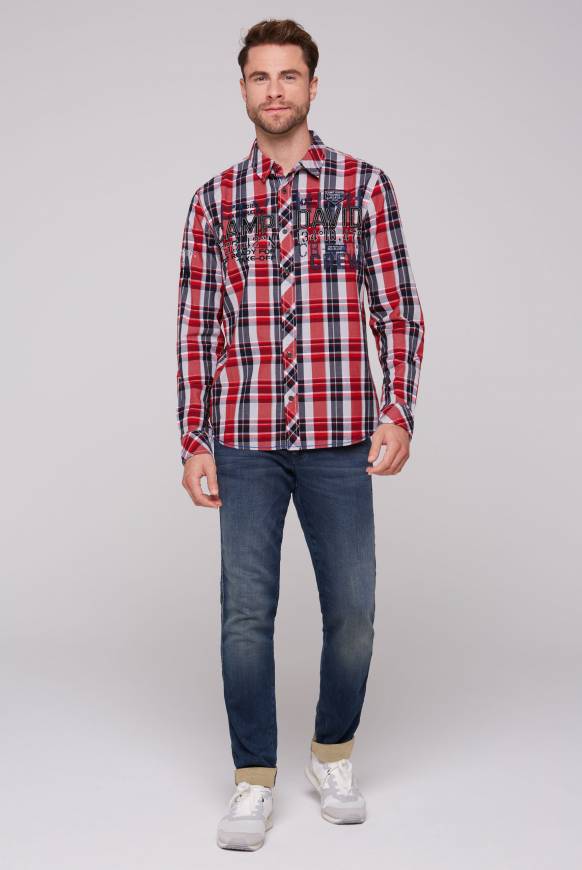 Soccx Karohemd mit Label-Applikationen flight red Black Friday
