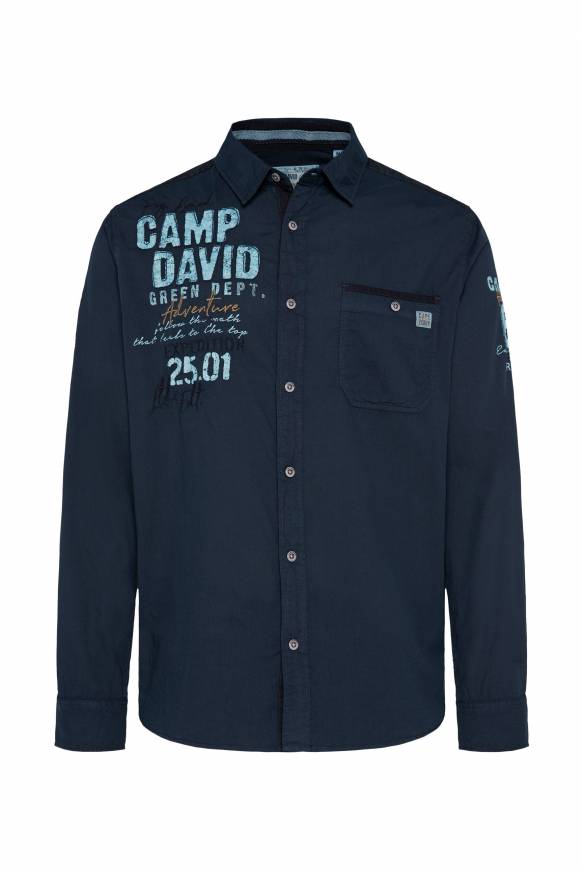 Soccx Langarmhemd mit Logo-Stickereien blue navy Jubiläumsangebot
