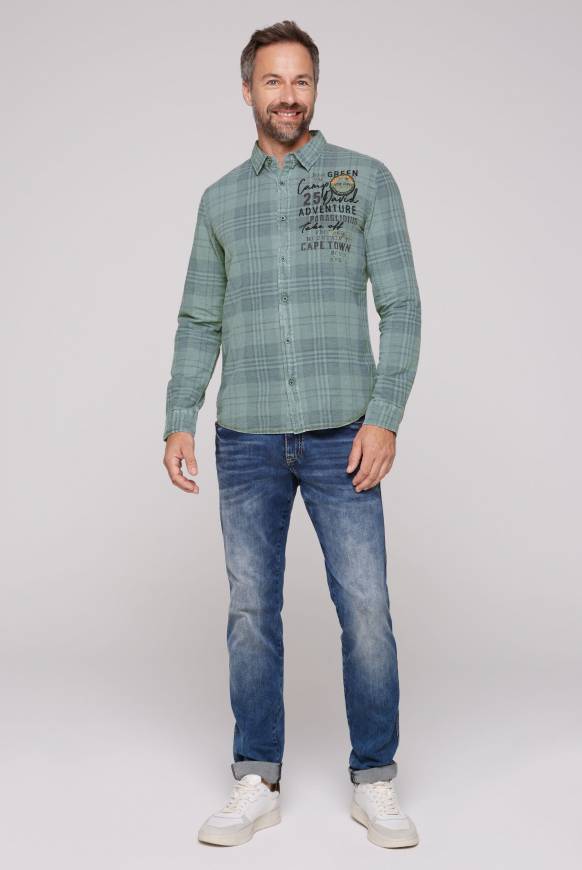 Soccx Karohemd mit Label-Applikationen teal Heißer Verkauf