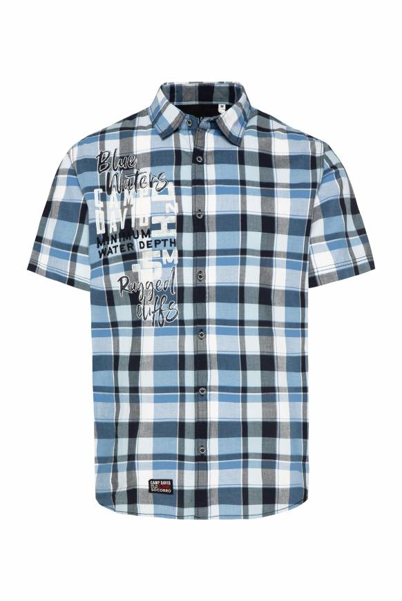 Soccx Kurzarmhemd mit Artwork und Webstruktur deep sea check Online Outlet