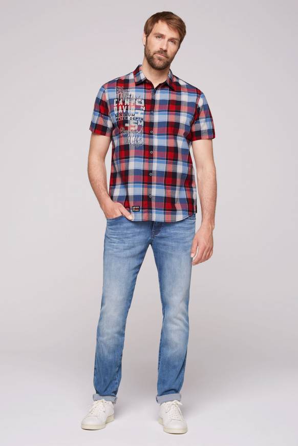Soccx Karohemd mit Print und Stickereien royal red check Exklusive Angebote