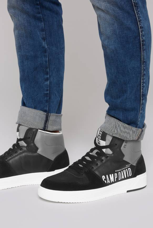 Soccx Hightop Sneaker im Materialmix mit Rubber Logos black Limitierter Zeitrabatt