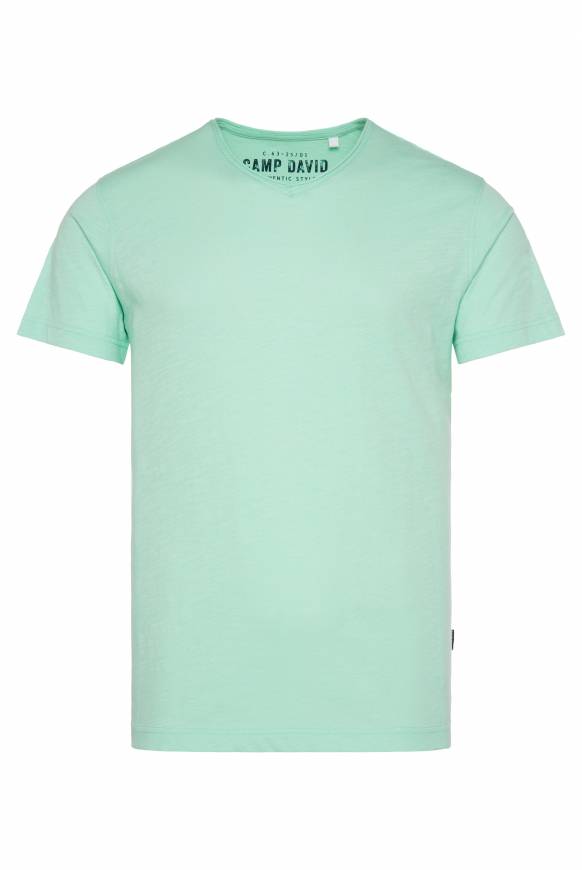 Soccx Basic T-Shirt V-Neck mit Used-Kante sun aqua Flash Sale