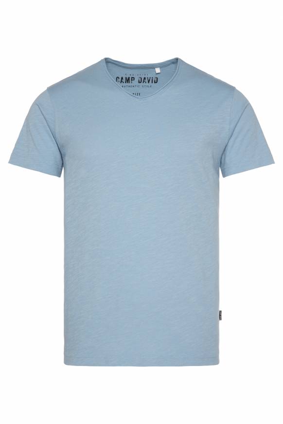 Soccx Basic T-Shirt V-Neck mit Used-Kante new blue Begrenztes Angebot
