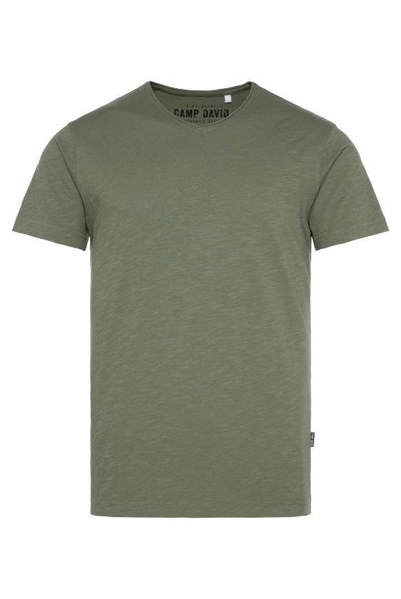 Soccx Basic T-Shirt V-Neck mit Used-Kante green olive Exklusivangebot